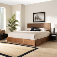 Baxton Studio Aras-Ash Walnut-King Baxton Studio Aras Modern and Contemporary Transitional Ash Walnut Brown Finished Wood King Size 3-Drawer Platform Storage Bed